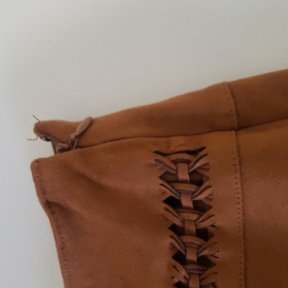 Cato Womens Brown Suede Mini Skirt Size 14 Western Country Cowgirl Festival - Picture 4 of 8